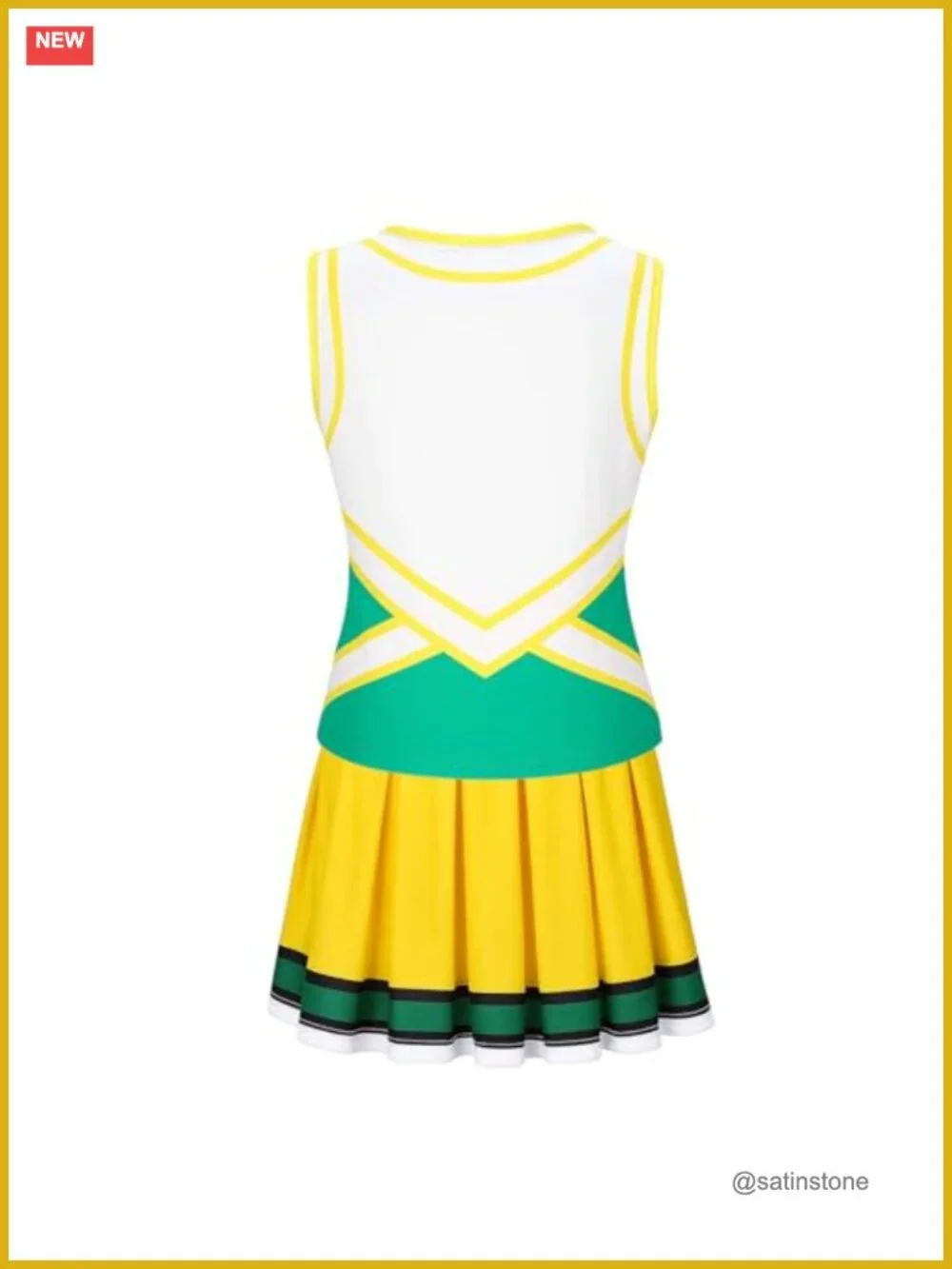 Girls Cheerleader Costume Set with Pleated Skirt and Pom Poms